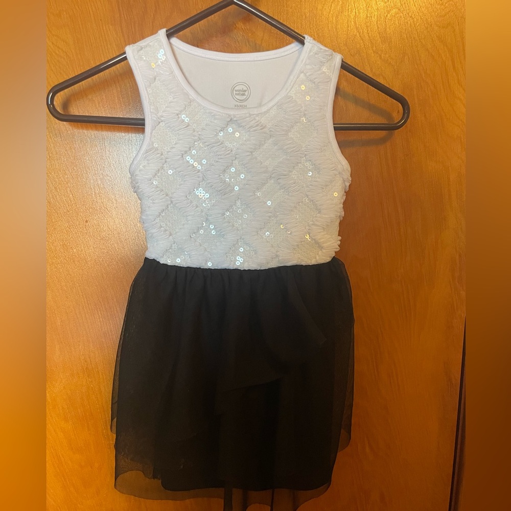 Girls Size XS Black/White Sequined Dress